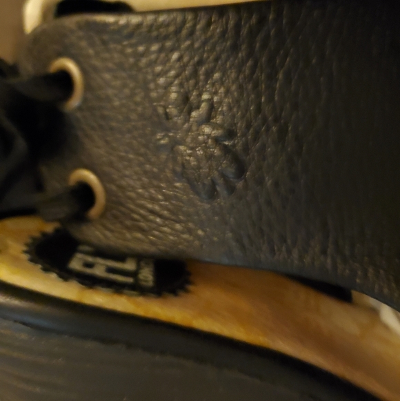 Fly London Yuzu Peep Toe Wedge EU 37 Mousse Black Lace-Up Heel - Picture 11 of 13